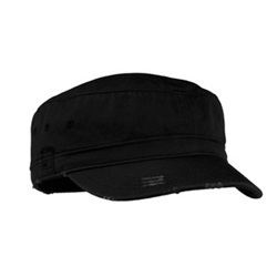 District DT605 Distressed Military Hat - Black DT605-Black