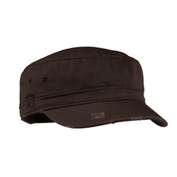 District DT605 Distressed Military Hat - Chocolate Brown DT605-Chocolate-Brown
