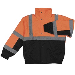 ANSI Class 2 Bomber Jacket with Fleece Liner in Hi-Viz Orange and Black ERB-S106-Orange