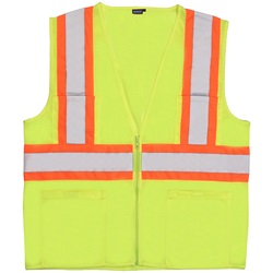 ERB Safety Two-Tone ANSI Class 2 Safety Vest with Zipper Closure - Yellow/Lime ERB-S148-Lime