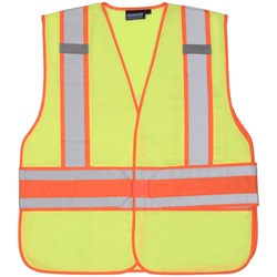ERB ANSI Class 2 Vest Half Mesh Half Solid - Expandable - Velcro Closure - Hi-Viz Lime ERB-S156-Lime