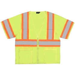 ERB Safety Two-Tone ANSI Class 3 Safety Vest with Zipper Closure - Yellow/Lime ERB-S310-Lime