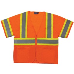 ERB Safety Two-Tone ANSI Class 3 Safety Vest with Zipper Closure - Orange ERB-S310-Orange