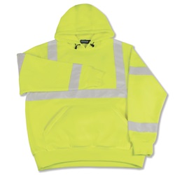 ANSI Class 3 Pullover Hooded Sweatshirt in Hi-Viz Lime ERB-S376-Lime