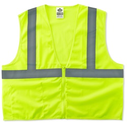 Ergodyne GloWear 8210Z Economy Vest - Zipper Closure - Yellow/Lime ERGO-8210Z-Lime