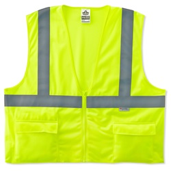 Ergodyne GloWear 8225Z Standard Vest - Zipper Closure - Yellow/Lime ERGO-8225Z-Lime