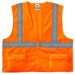 Ergodyne GloWear 8225Z Standard Vest - Zipper Closure - Orange ERGO-8225Z-Orange