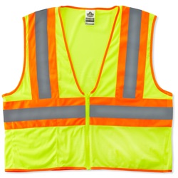 Ergodyne GloWear 8229Z Economy Two-Tone Vest - Zipper Closure - Yellow/Lime ERGO-8229Z-Lime