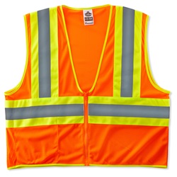 Ergodyne GloWear 8229Z Economy Two-Tone Vest - Zipper Closure - Orange ERGO-8229Z-Orange