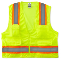 Ergodyne GloWear 8248Z Two-Tone Mesh & Solid Vest - Zipper Closure - Yellow/Lime ERGO-8248Z-Lime