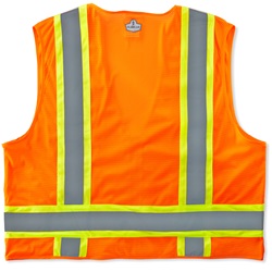 Ergodyne GloWear 8248Z Two-Tone Mesh & Solid Vest - Zipper Closure - Orange ERGO-8248Z-Orange