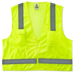 Ergodyne GloWear 8249Z Economy Surveyor Vest - Zipper Closure - Yellow/Lime ERGO-8249Z-Lime