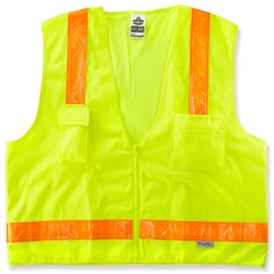 Ergodyne GloWear 8250ZHG Hi-Gloss Surveyor Vest - Zipper Closure - Yellow/Lime ERGO-8250ZHG-Lime