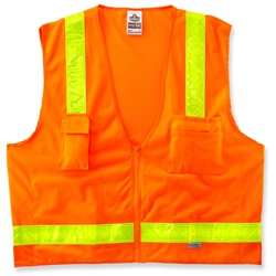 Ergodyne GloWear 8250ZHG Hi-Gloss Surveyor Vest - Zipper Closure - Orange ERGO-8250ZHG-Orange