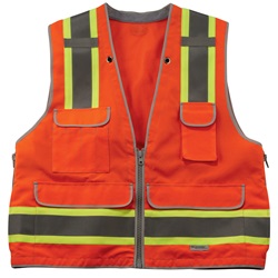 Ergodyne GloWear 8254HDZ Heavy Duty Surveyor Vest - Zipper Closure - Orange ERGO-8254HDZ-Orange