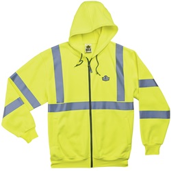 Ergodyne GloWear 8392 Class 3 Zipper Hooded Sweatshirt - Yellow/Lime ERGO-8392-Lime