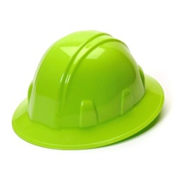 Pyramex HP24131 Full Brim Hard Hat - 4-Point Ratchet Suspension - Hi-Viz Green HP24131