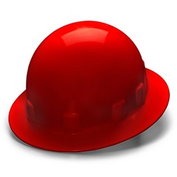 Pyramex Sleek Shell Full Brim Style Hard Hat with 4 Point Ratchet Suspension - Red HPS24120