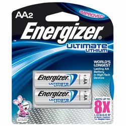 Lithium AA Batteries, Energizer e2, 2-pack L91BP-2