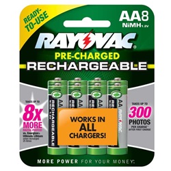 Rayovac Everyday Use Rechargeable AA Batteries- 8 Pk LD715-8OP