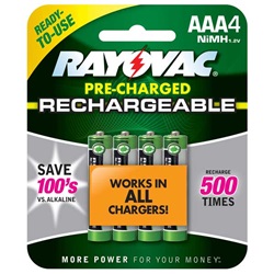 Rayovac Everyday Use Rechargeable AAA Batteries LD724-4OP