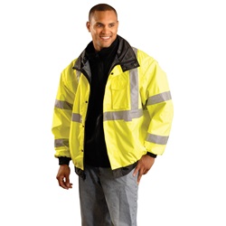 OccuNomix LUX-TJBJ Class 3 Premium 4-In-1 Bomber Jacket - Yellow/Lime LUX-TJBJ-Yellow