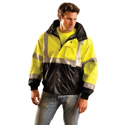 OccuNomix LUX-TJBJ-B Class 3 Premium 4-In-1 Black Bottom Bomber Jacket - Yellow/Black LUX-TJBJ-B