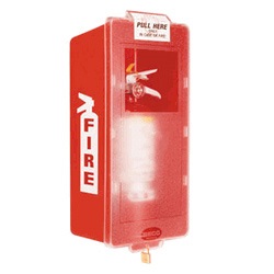 Mark II Jr. Plastic Fire Extinguisher Cabinet White Tub/Red Cover M2JWRBR