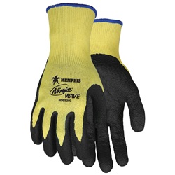 Memphis N96930 Ninja Wave Gloves - 10 Gauge Yellow Kevlar Shell - Black Nitrile Coating N96930