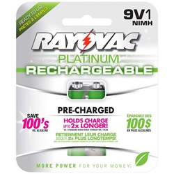 Rayovac Platinum Pre-Charged Rechargeable 9v Battery PL1604-1-GEN
