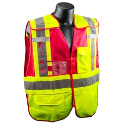 Full Source PSV-FIRE ANSI 207 Mesh/Solid Safety Vest - Lime & Red PSV-FIRE