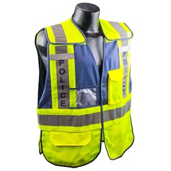 Full Source PSV-POLICE ANSI 207 Mesh/Solid Police Safety Vest - Lime & Navy PSV-POLICE