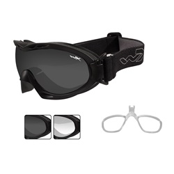 Wiley X Nerve Goggles w/ RX Insert - Black Frame - Grey & Clear Lenses R-8051RX