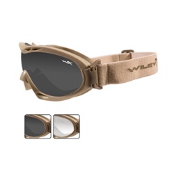 Wiley X Nerve Goggles - Tan Frame - Grey & Clear Lenses R-8051T