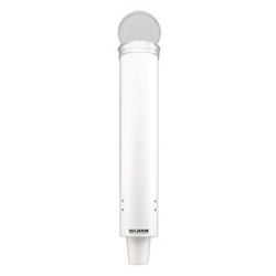 White Plastic Small Water Pull-Type Cup Dispenser with Hinged Flip-Cap SAN-C4160WH
