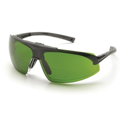 Pyramex Onix Plus Safety Glasses - Black Frame - Clear Bifocal Lens - Flip Up 3.0 IR Filter Lens SB4960PR