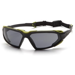 Pyramex Highlander Safety Glasses - Black/Lime Frame - Gray Anti-Fog Lens SBL5020DT