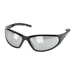 Elvex XTS Safety Glasses - Glossy Black Frame - Silver Mirror HC Lens SG-24M-BLK