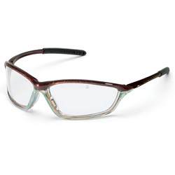 Crews Shock Safety Glasses - Brown/Clear Frame - Clear Anti-Fog Lens SH130AF