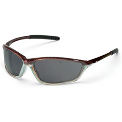 Crews Shock Safety Glasses - Brown/Clear Frame - Gray Anti-Fog Lens SH132AF
