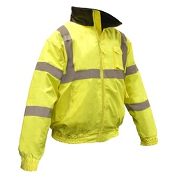 Radians SJ11Q-3ZGS Class 3 Hi-Viz Weather Proof Bomber Jacket with Quilted Built-In Liner - Yellow/Lime SJ11Q-3ZGS