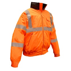 Radians SJ11Q-3ZOS Class 3 Hi-Viz Weather Proof Bomber Jacket with Quilted Built-In Liner - Orange SJ11Q-3ZOS