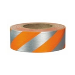 Presco Patterned Surveyors Roll Flagging - Striped - Orange Glo/Silver Reflective SOGREF