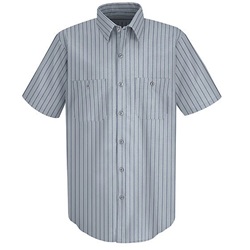 Red Kap Men's Industrial Stripe Poplin Work Shirt - Short Sleeve SP20BB