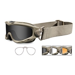 Wiley X Spear Goggles w/ RX Insert - Tan Frame - Grey, Clear & Rust Lenses SP293TRX