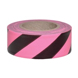Presco Patterned Surveyors Roll Flagging - Striped - Pink Glo/Black SPGBK