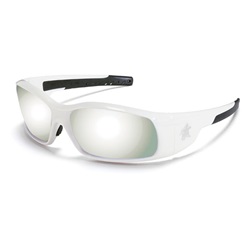 Crews Swagger Safety Glasses - White Frame - Silver Mirror Lens SR127