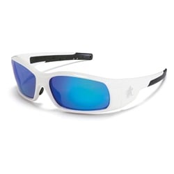 Crews Swagger Safety Glasses - White Frame - Blue Mirror Lens SR128B