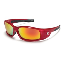 Crews Swagger Safety Glasses - Red Frame - Fire Mirror Lens SR13R