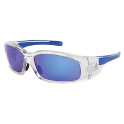 Crews Swagger Safety Glasses - Clear Frame - Blue Mirror Lens SR148B